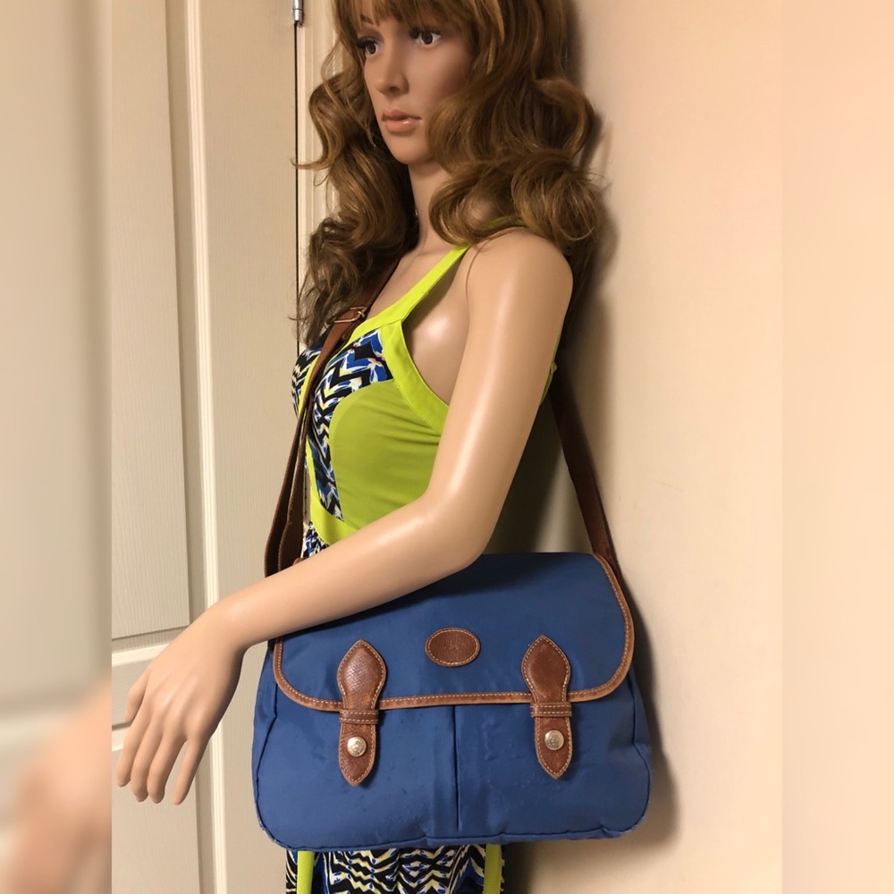 LONGCHAMP Le Pliage MESSENGER Blue Saddle Handbag